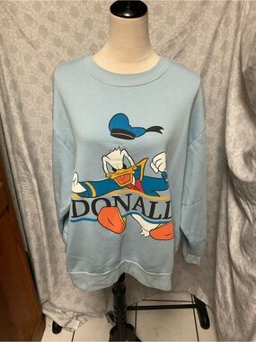 Disney Light Blue Donald Duck Graphic Crewneck Sweatshirt